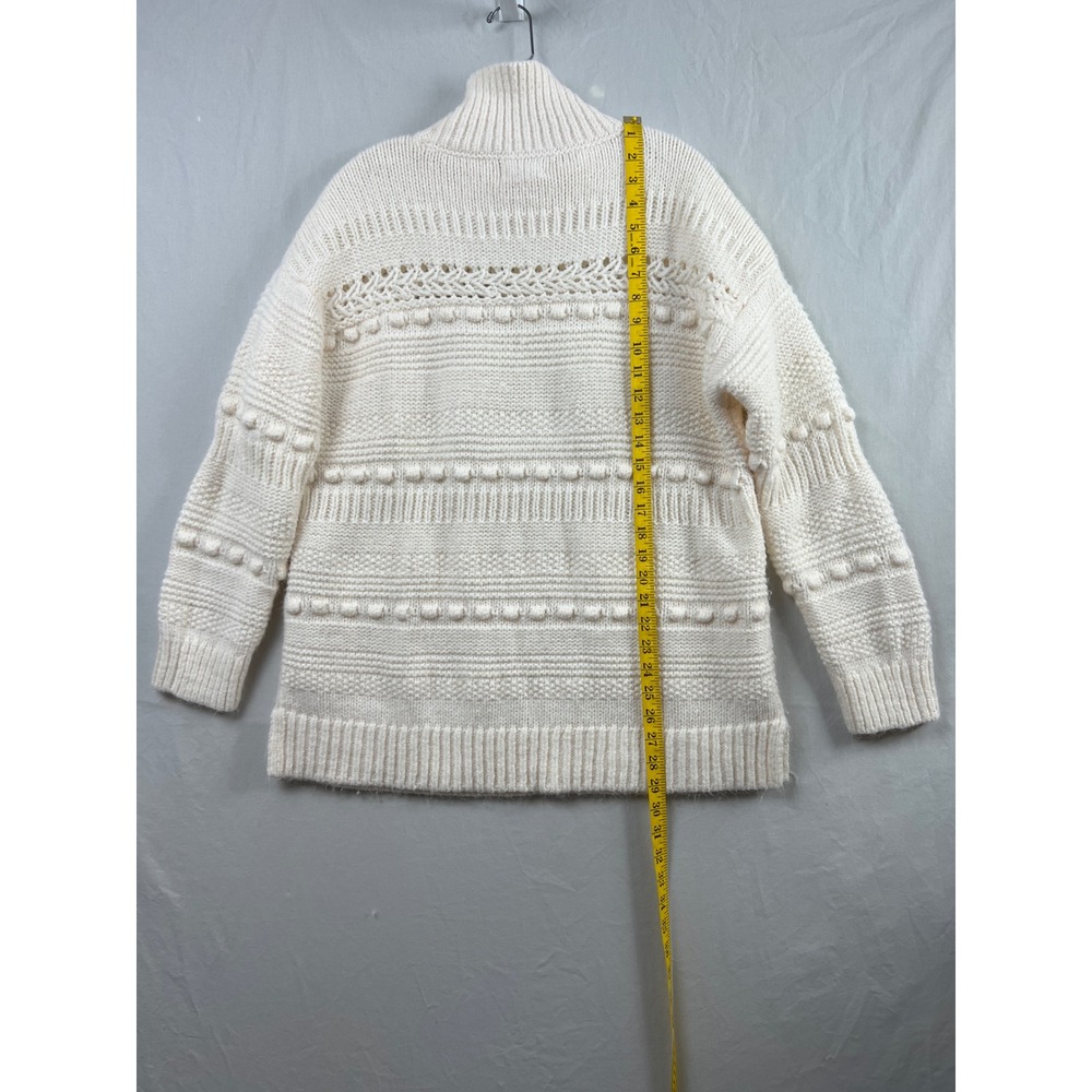 Lou & Grey Sweater Womens Large Cream Alpaca Blend Bobble Mock Neck Chunky Knit - Picture 4 of 8